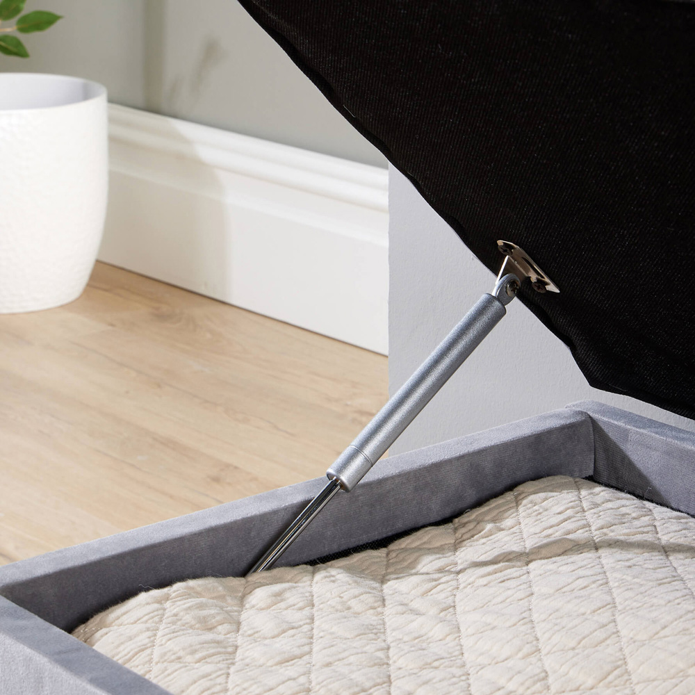 Home Source Pewter Light Grey Padded Ottoman Image 3