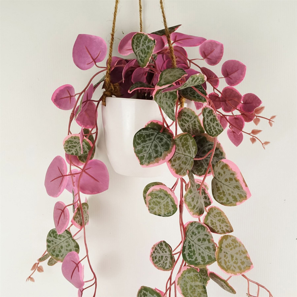 Leaf Trailing Pink String of Hearts Hanging Artificial Plant 90cm Image 2