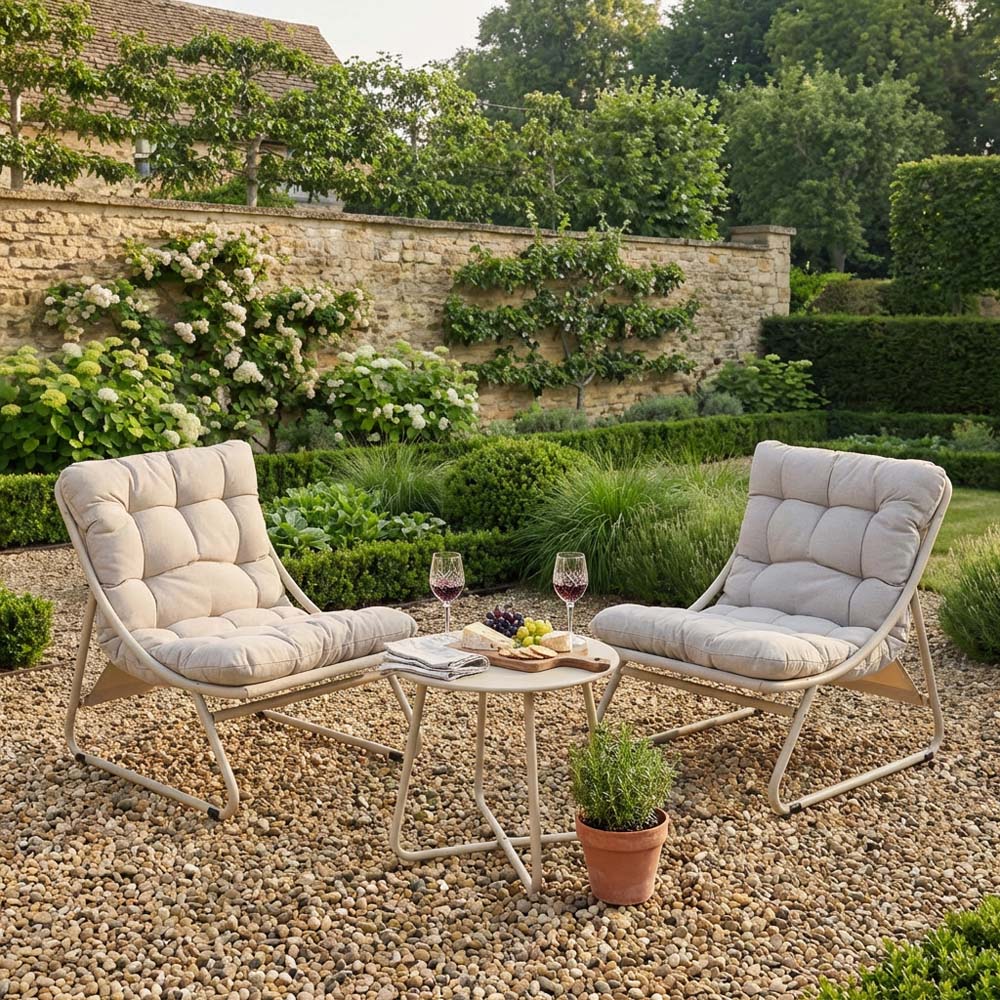 Malay Outdoor Essentials Siesta 2 Seater Sling Bistro Set Grey Image 3