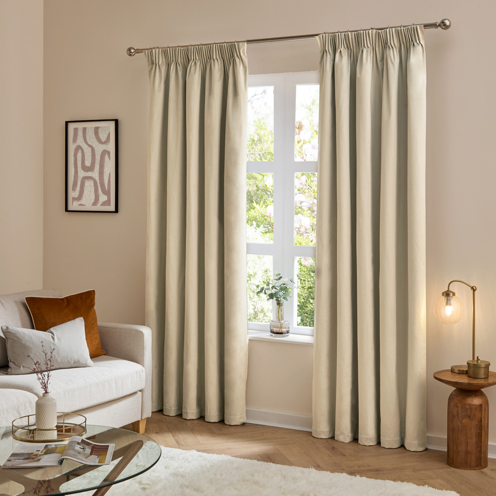 Furn The Ultimate Natural Velvet Blackout Pencil Pleat Curtains 168 x 183cm Image 5