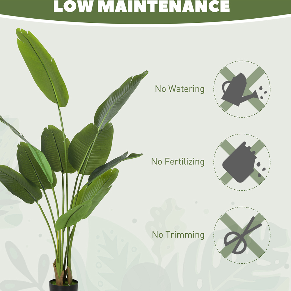 HOMCOM Green Bird of Paradise Artificial Plant Pot with Flocking 160cm Image 7