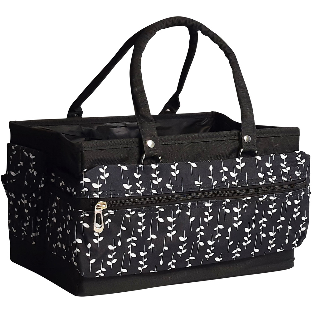 Sewing Online PT900-BLK-SPRIG Black Sprig Deluxe Tote Organiser 30 x 20 x 18cm Image 2
