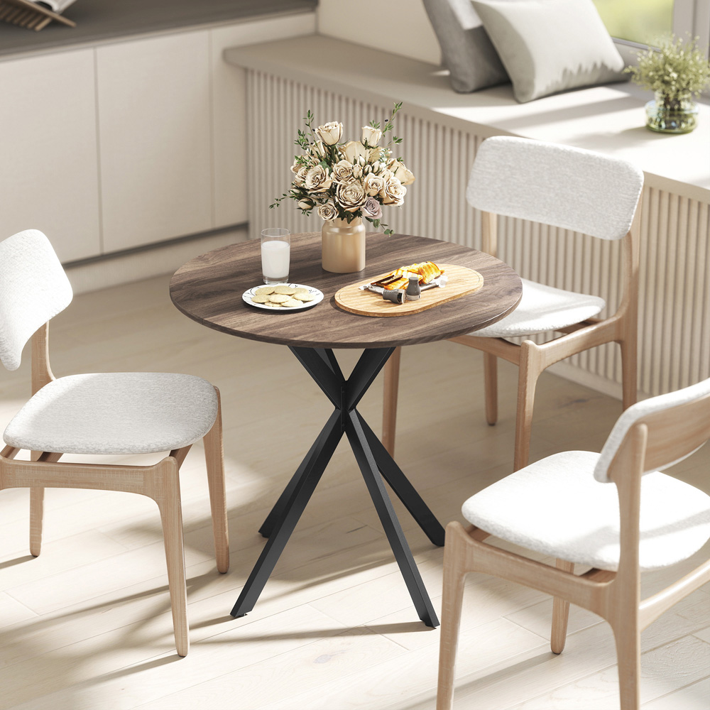 Portland 2 Seater Industrial Round Dining Table Brown Image 3
