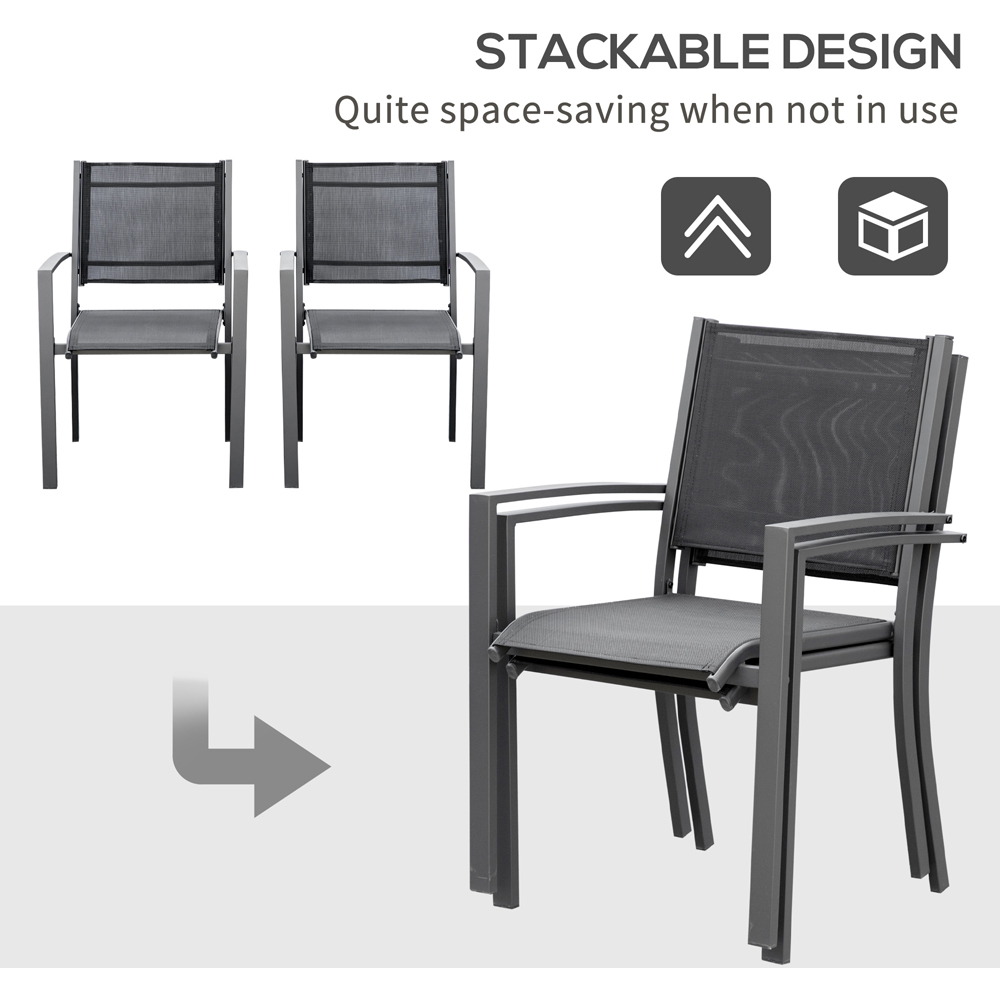 Outsunny Set Of 2 Dark Grey and Black Texteline Garden Chairs Image 4