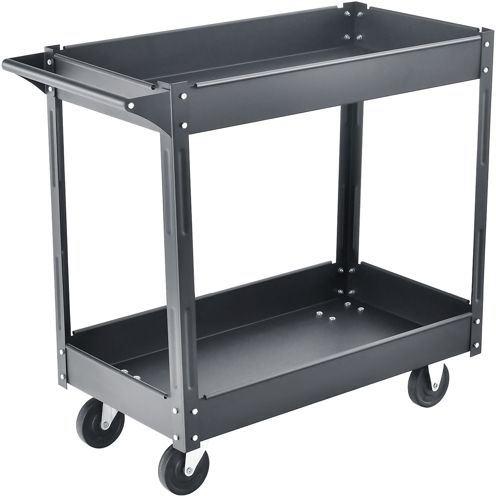 Costway 2 Shelf Black Tool Trolley with Wheels Image 1