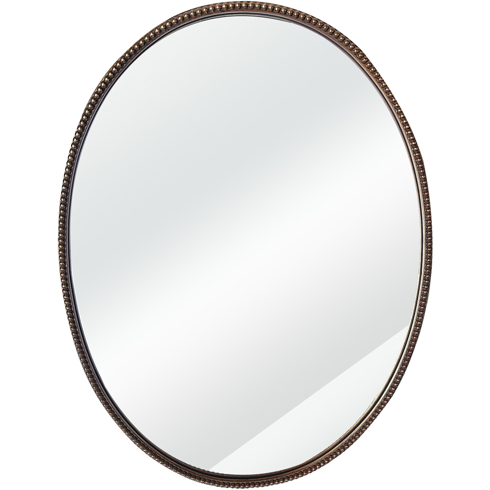 Oval Beaded Antique Gold Mirror Image 1