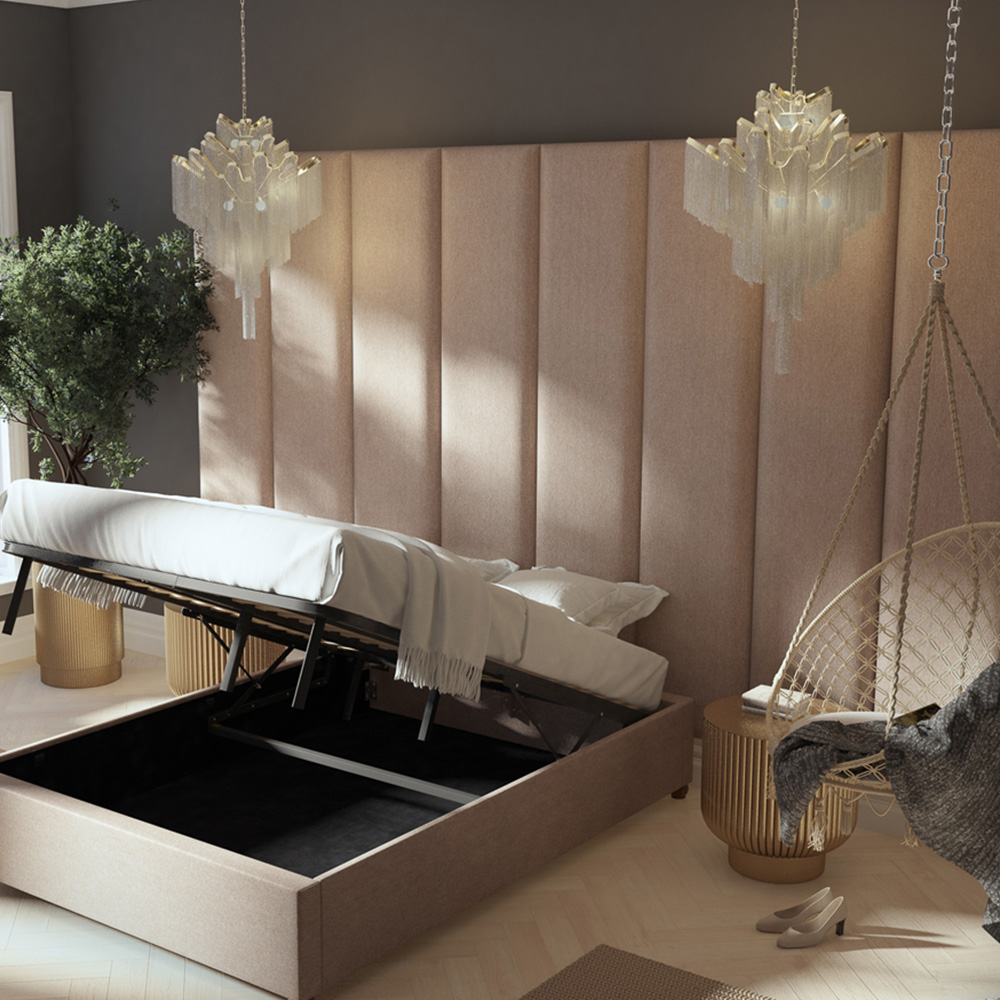 Aspire Furniture Llewelyn-Bowen Luxury Natural Saxon Twill Wall Mounted Headboard 45cm Image 4