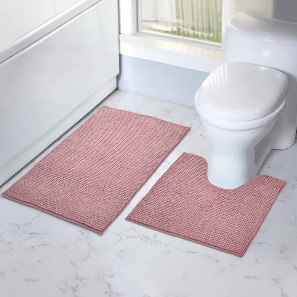 Mayfair Blush Shaggy Noodle Bath Mat 50 x 80cm Image 7