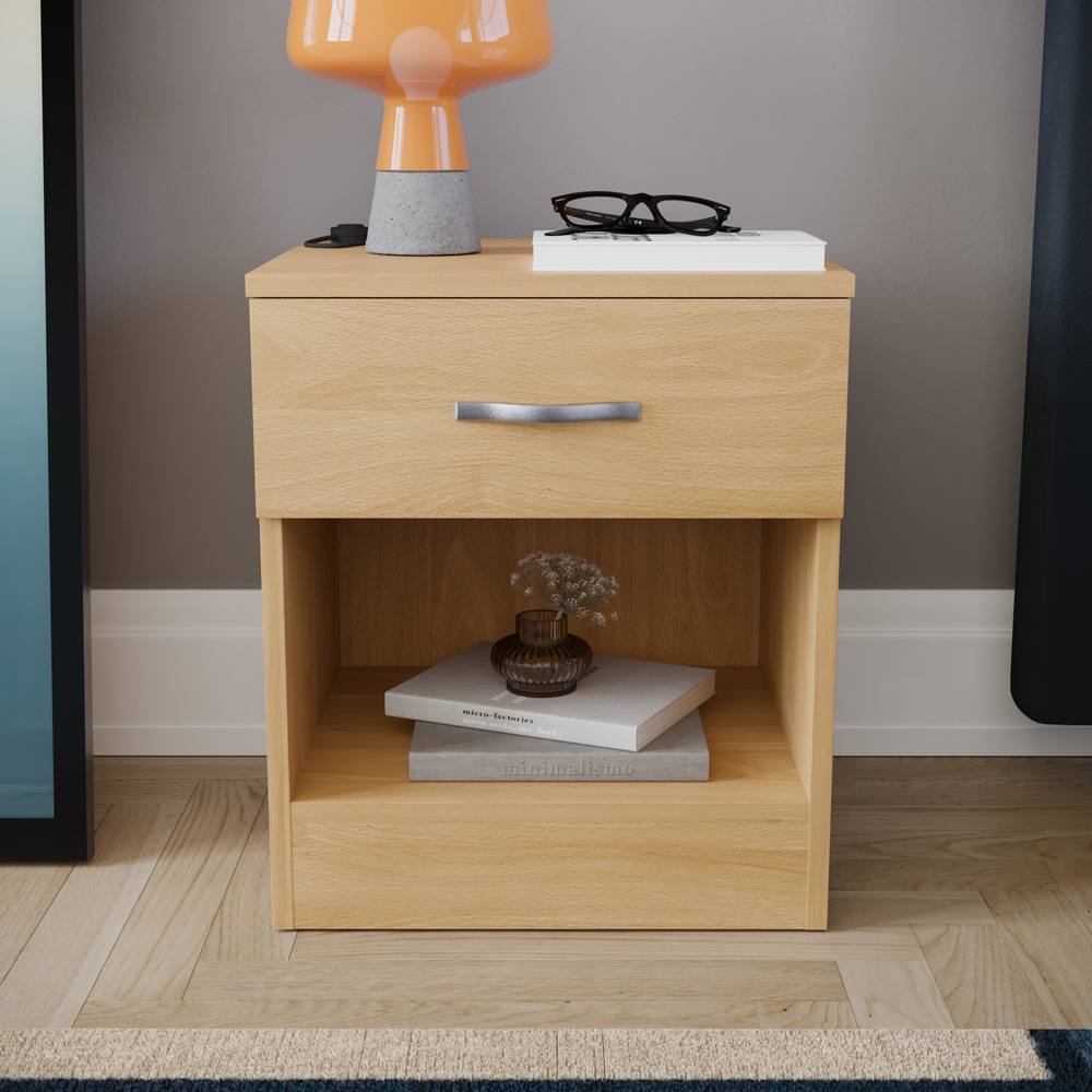 Vida Designs Riano Single Drawer Pine Bedside Table Image 7