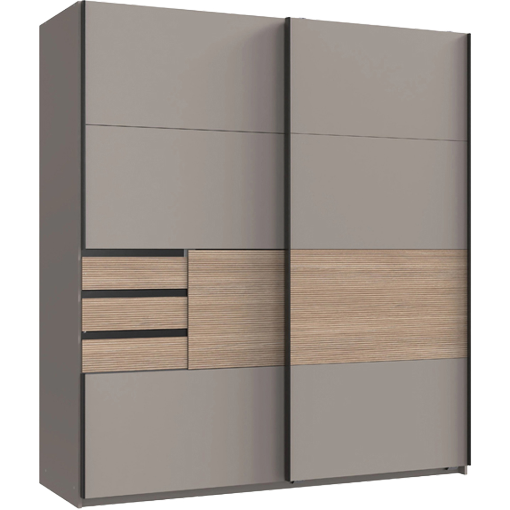 TJ'S Bremen 2 Door 3 Drawer Sahara Grey Sliding Wardrobe 180cm Image 2