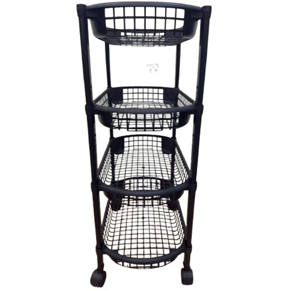 Avilo 4 Shelf Black Rolling Storage Trolley Cart Image 5