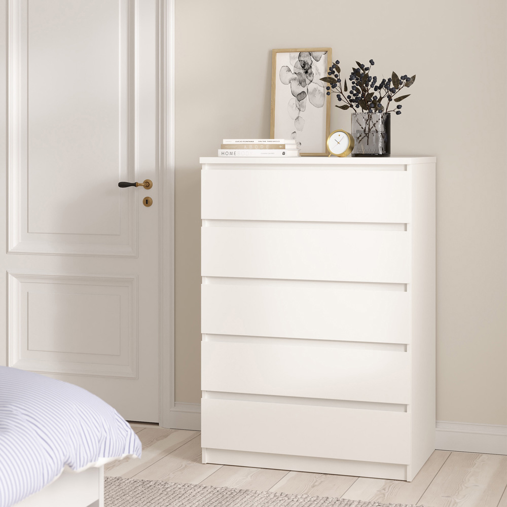 Florence Naia 5 Drawer White Chest of Drawers Image 6