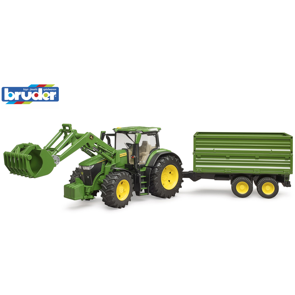 Bruder Kids John Deere 7R 350 with Front Loader and Tandemaxle Tipping Trailer Playset Model Image 8