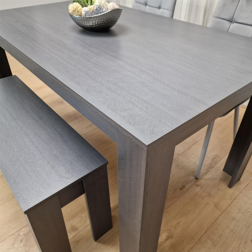 Kosy Koala 4 Seater Velvet Arrow Design Dining Bench Set Grey Image 6
