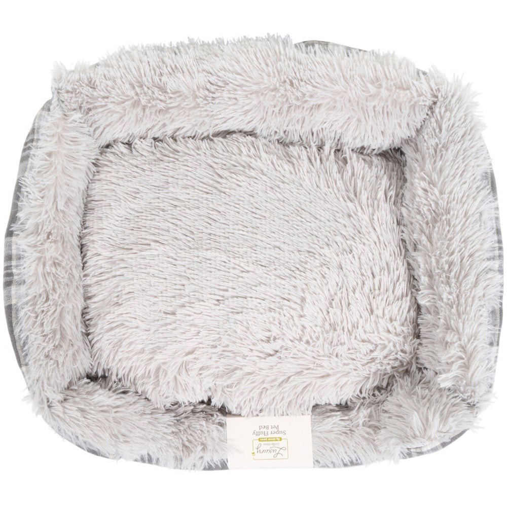 Super Fluffy Soft Pet Bed Grey Medium Image 2
