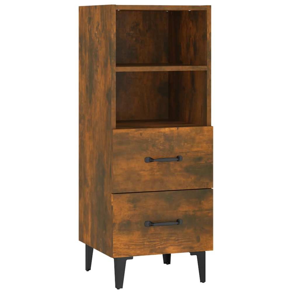 vidaXL 2 Drawer 2 Shelf Smoked Oak Sideboard Image 2