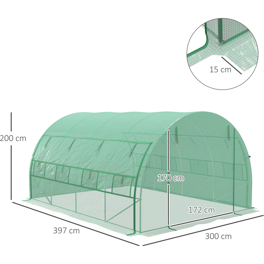 Outsunny Green Plastic 10 x 13ft Polytunnel Greenhouse Image 8