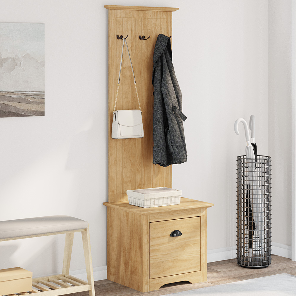vidaXL Single Drawer Coat Hook Honey Brown Modern Hallway Cabinet Image 1
