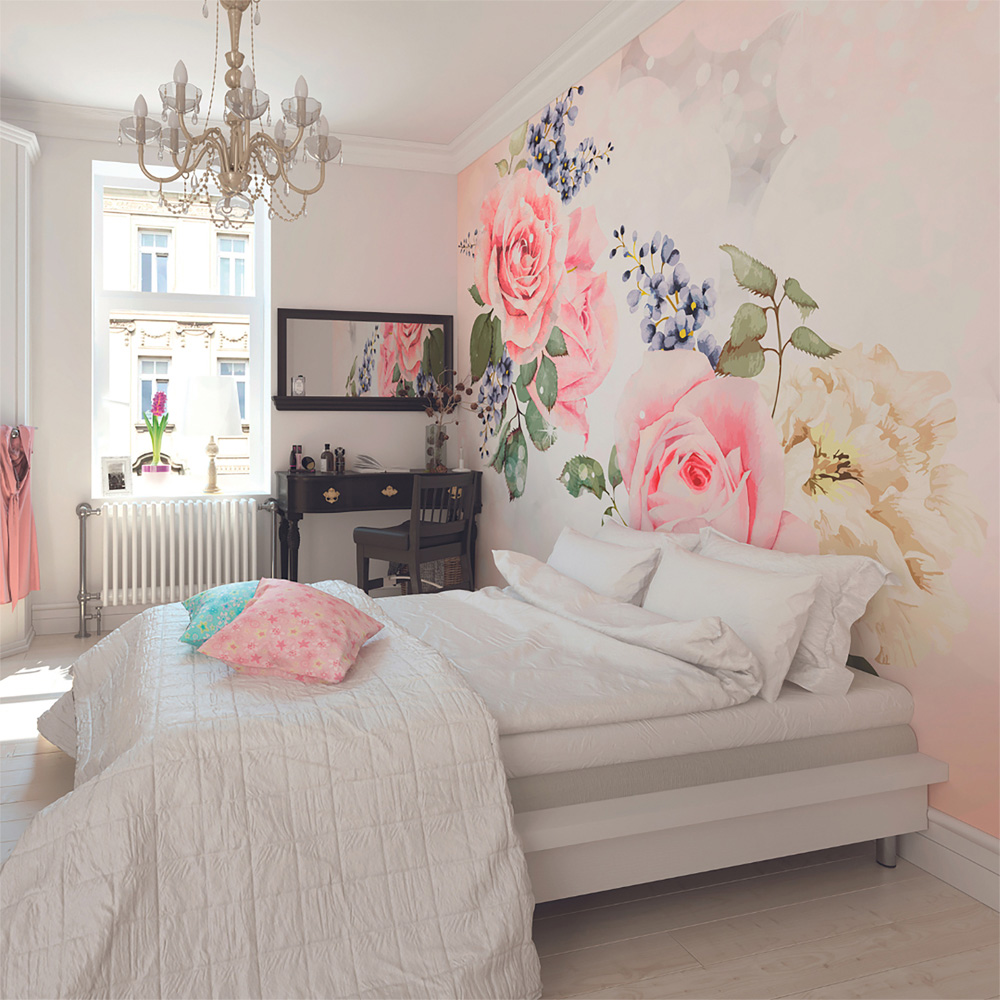 Origin Murals Roses and Sparkles Pink Wall Mural Image 3