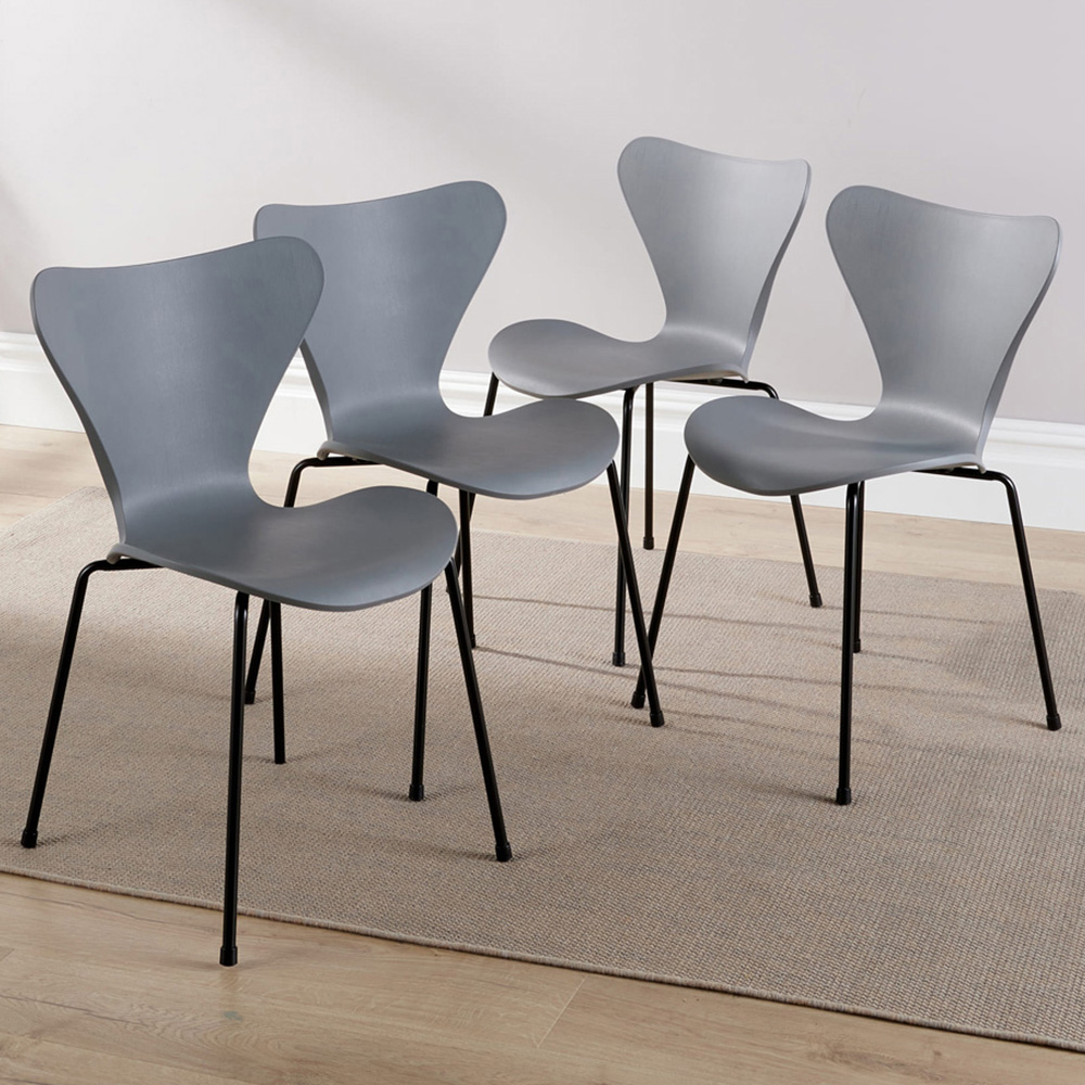 Home Source Penny Set of 4 Grey Dining Chairs Image 1