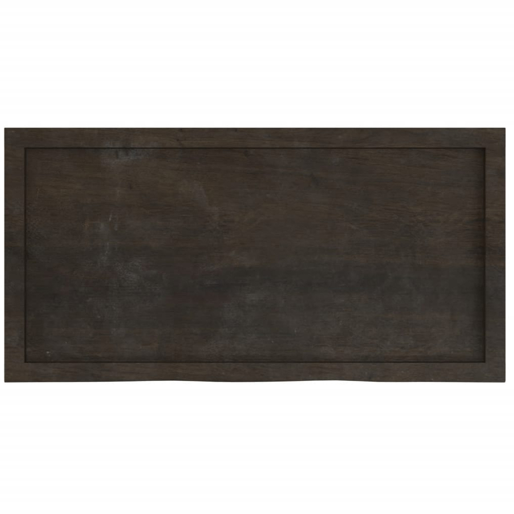 vidaXL 100 x 50 x 4cm Dark Brown Treated Solid Wood Oak Wall Shelf Image 4