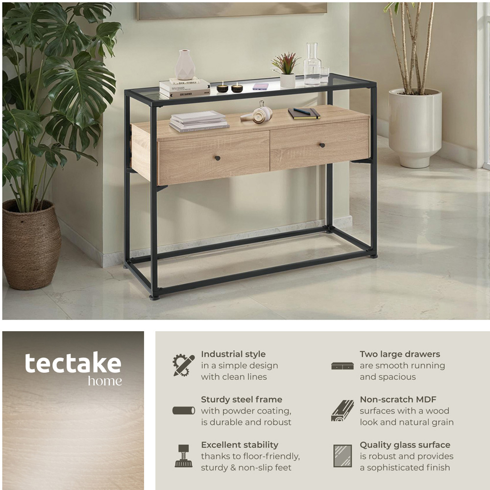 tectake 2 Drawer Light Industrial Wood Sideboard Image 3