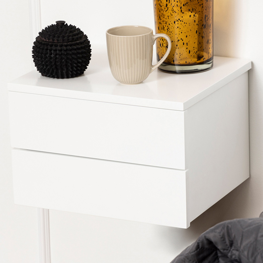 Florence Avignon 2 Drawer White Bedside Table Image 1