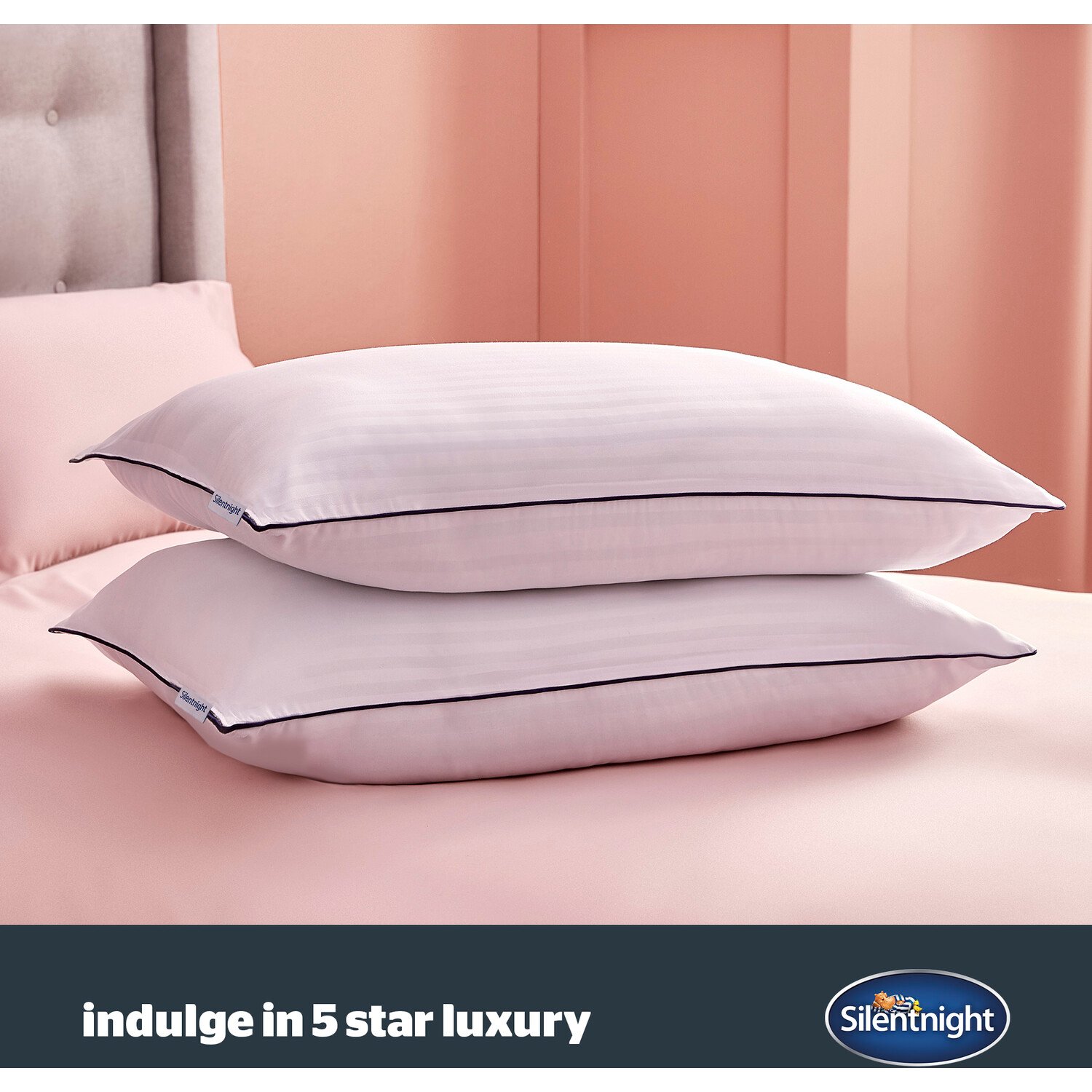 Silentnight Hotel Collection Embossed Pillow 48 x 70cm 2 Pack Image 2
