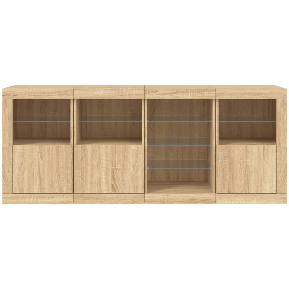 vidaXL 3 Door 4 Shelf Sonoma Oak Sideboard with LED Lights Image 5