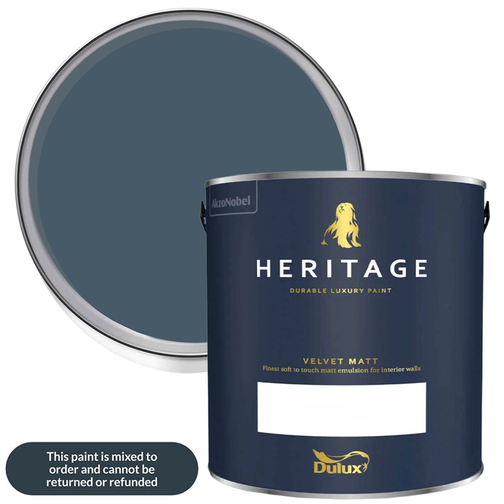 Dulux Heritage Walls and Ceilings Midnight Teal Velvet Matt Emulsion Paint 1L Image 1