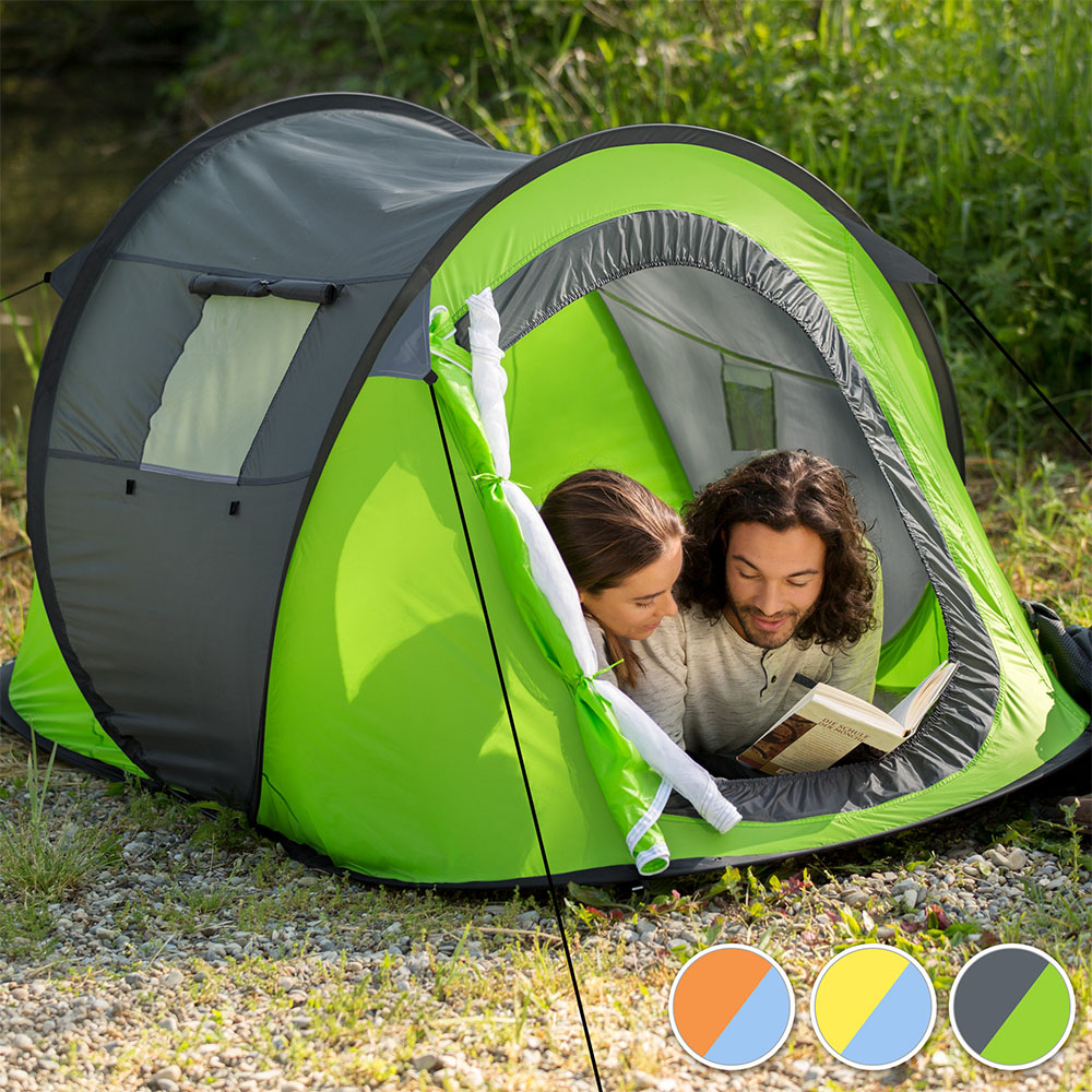 tectake 2 Person Blue and Orange Pop Up Tent Image 4