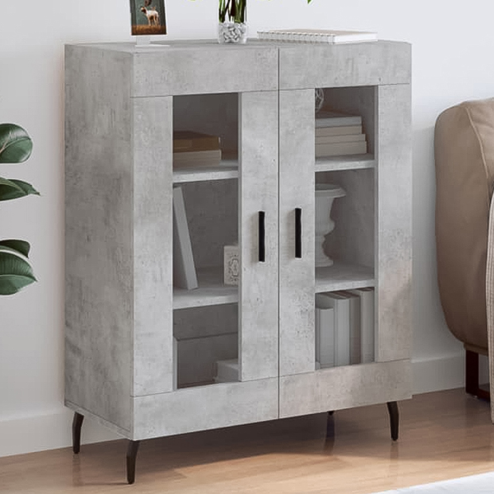 vidaXL 2 Door 3 Shelf Concrete Grey Sideboard Image 1