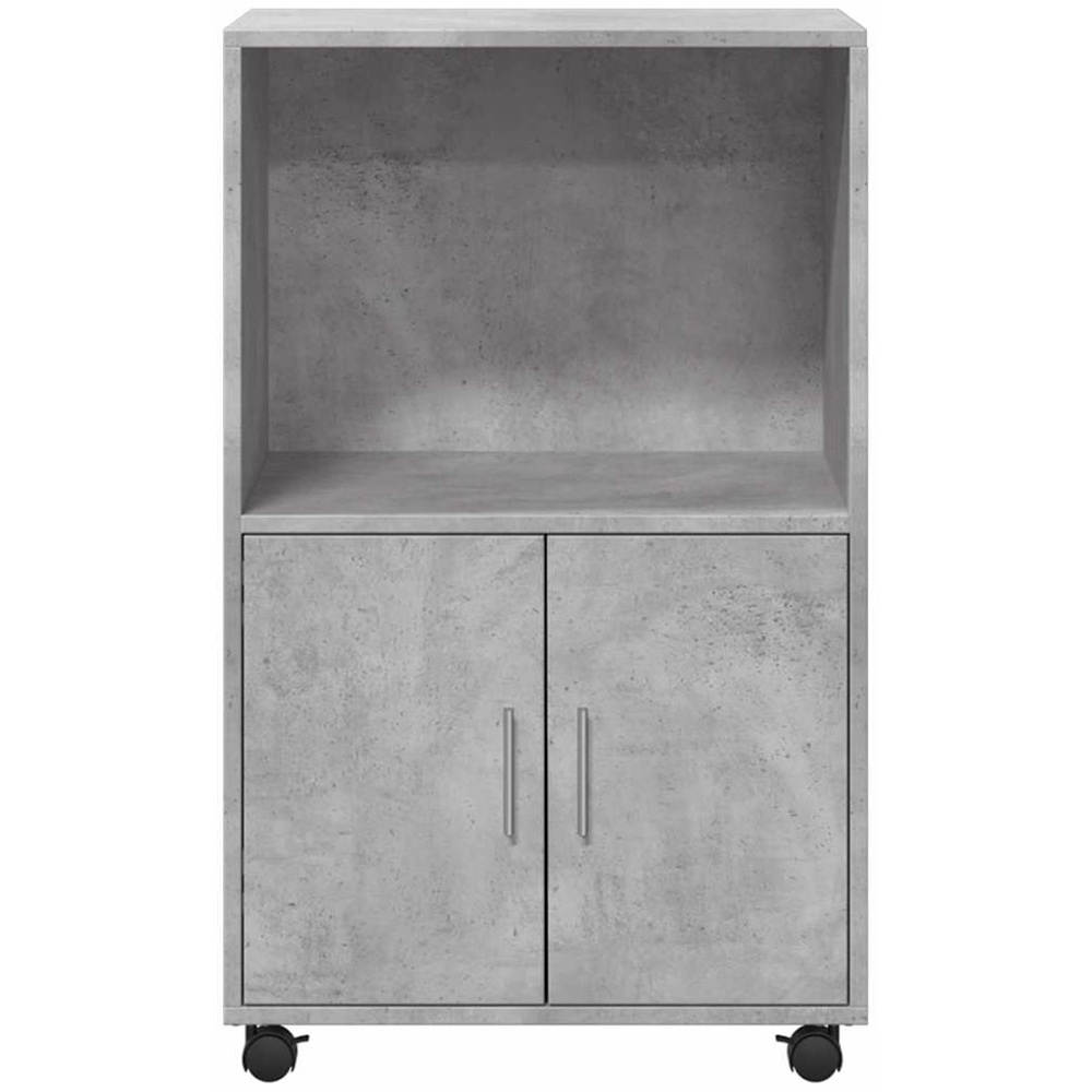 vidaXL 2 Door Single Open Shelf Concrete Grey Rolling Storage Cabinet Image 4