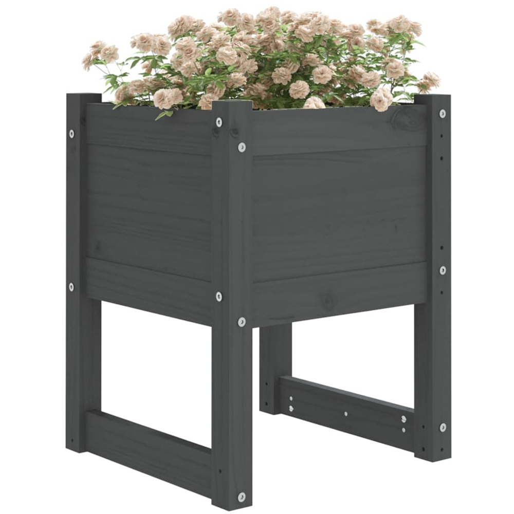 vidaXL Grey Solid Pine Wood Garden Planter 52.5 x 40 x 40cm Image 2