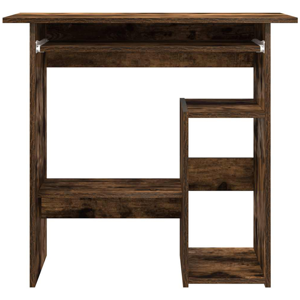 vidaXL 3 Shelf Computer Desk with Keyboard Tray Smoked Oak Image 3