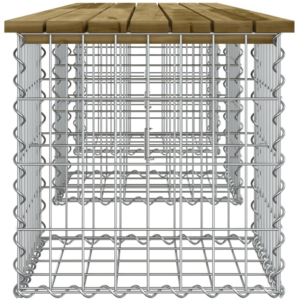 vidaXL Brown Solid Impregnated Pine Wood Gabion Design Garden Bench 203 x 44 x 42cm Image 3