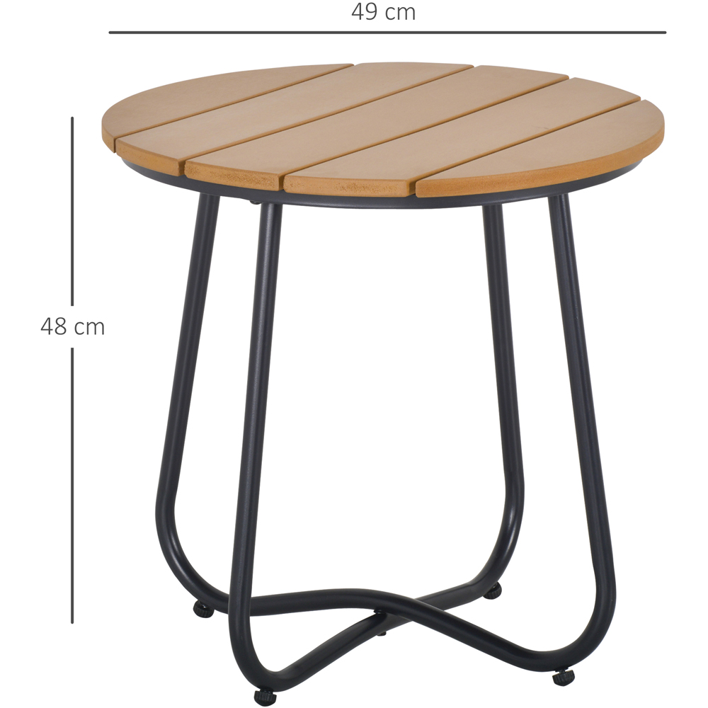 Outsunny Natural Wood and Black Round Outdoor Side Table Image 9