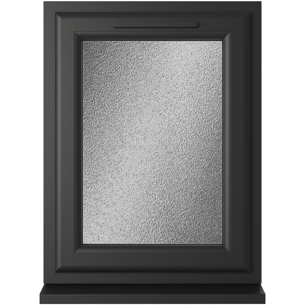 Crystal Black and White RH Side Hung Obscure Triple Glazed Window 610 x 820mm Image 1