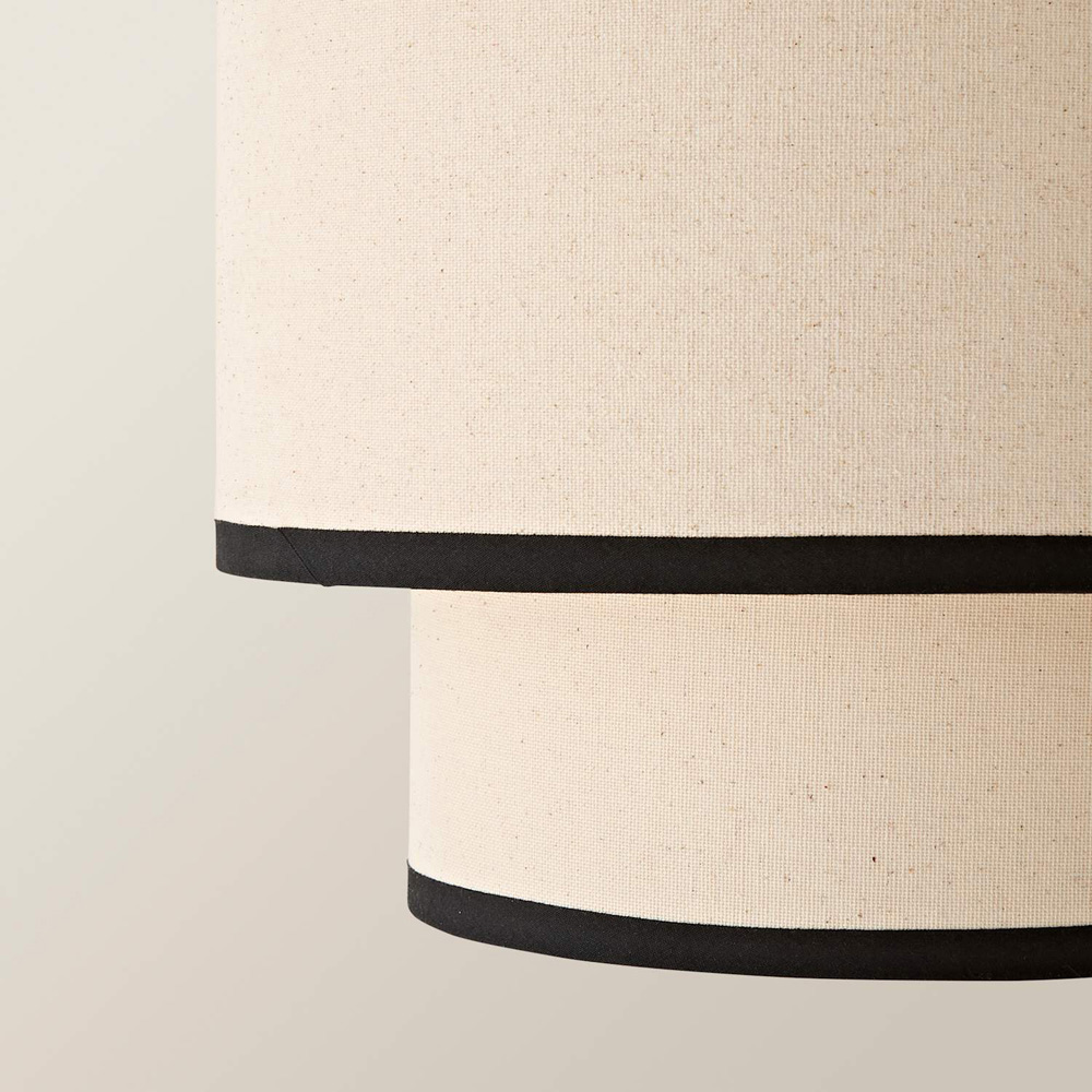 ValueLights Jodie 2-Tier Black Trim Linen Ceiling Pendant Shade 30cm Image 4