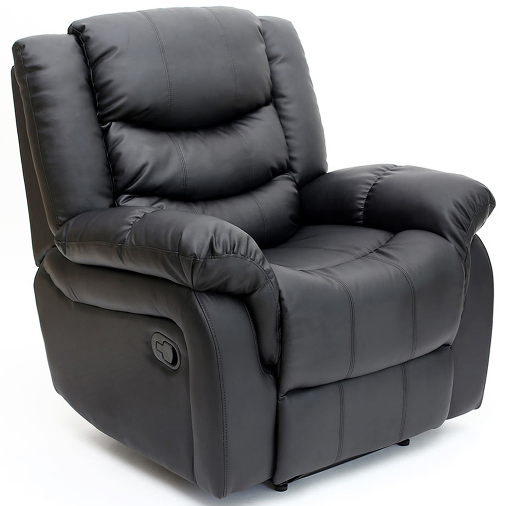 Furniture Online Seattle Black Bonded Leather Manual Recliner Chair Image 2