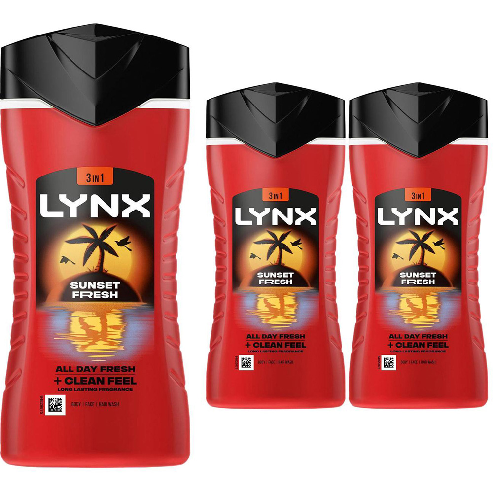 Lynx Sunset Fresh Mango and Mandarin 12H Refreshing Fragrance Shower Gel 225ml 3 Pack Image 1