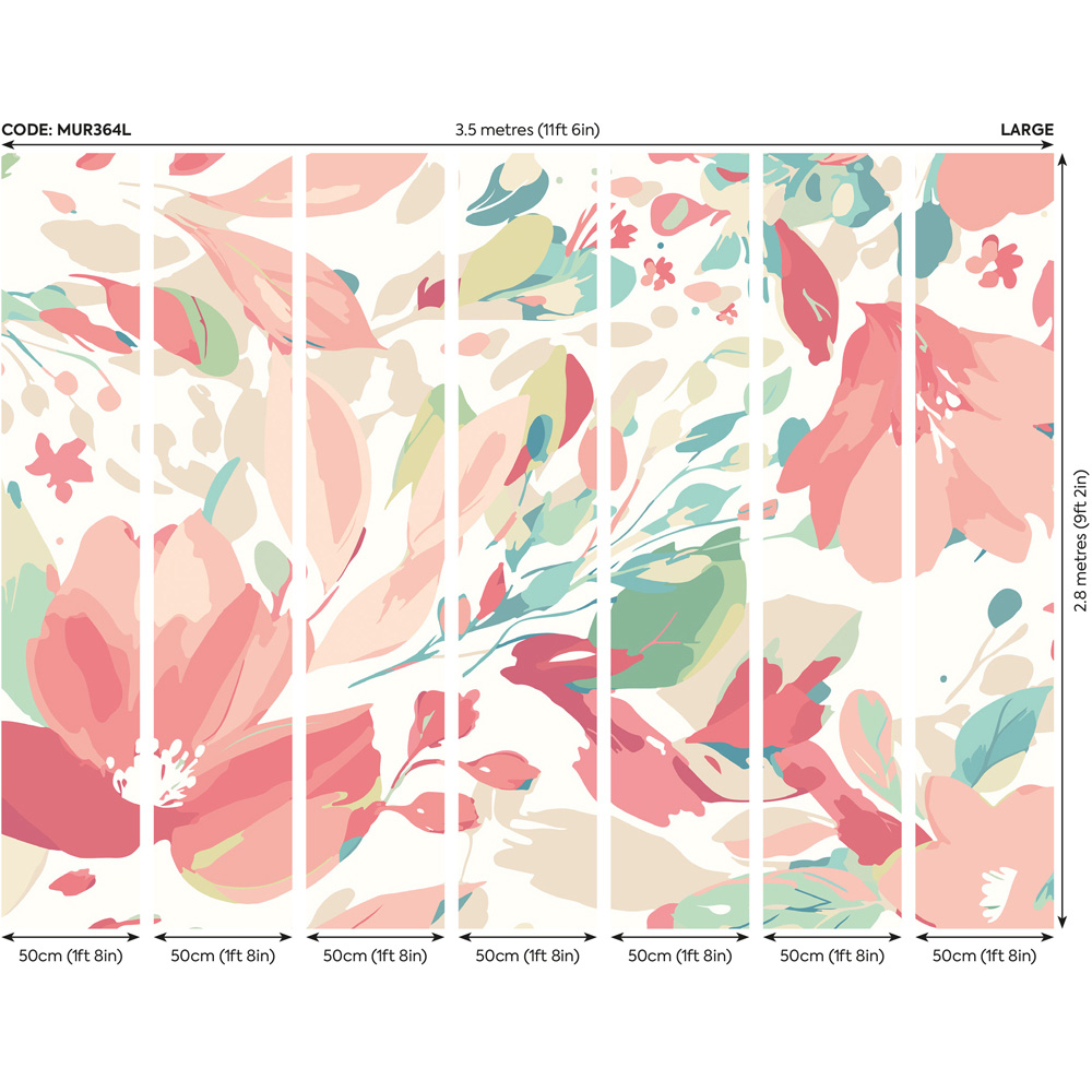 Origin Murals Flowing Flowers Pink Wall Mural Image 3
