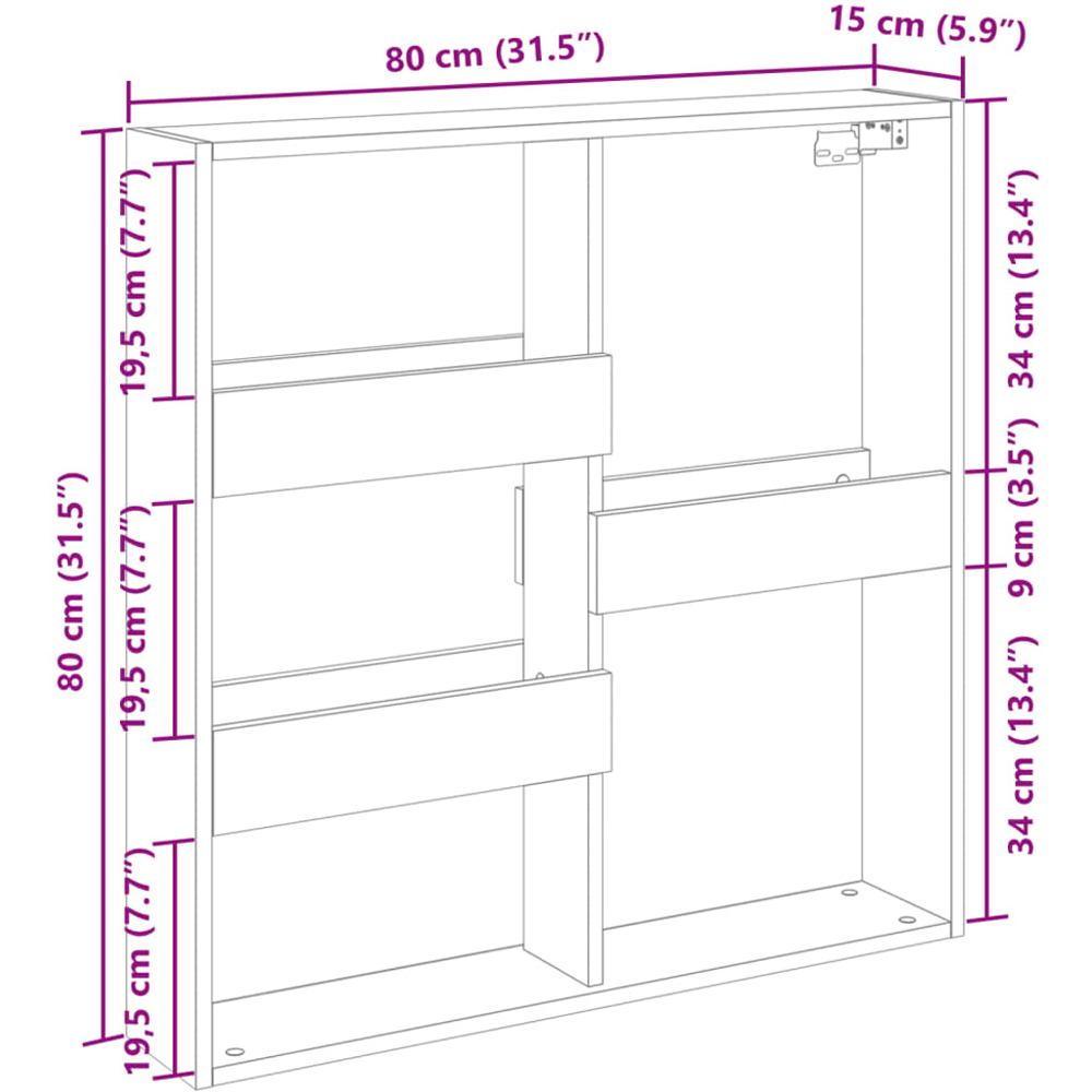 vidaXL 5 Shelf Black Wall Cabinet Image 9