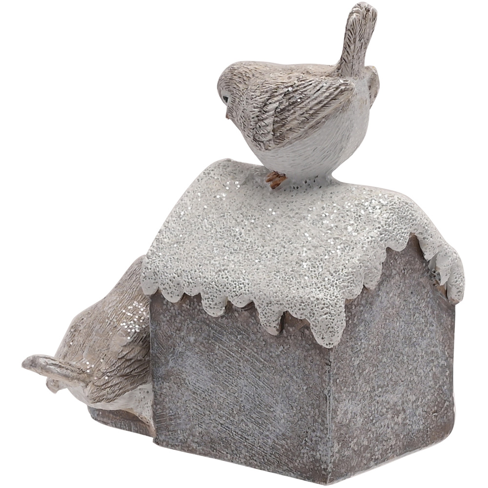 The Christmas Gift Co Silver LED 2 Robins on House Figurine Image 4