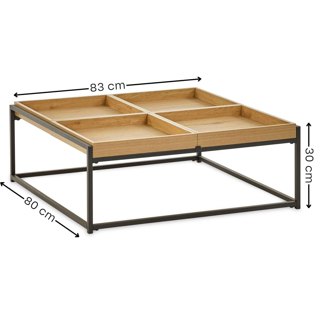 Julian Bowen Ezra Warm Light Oak Effect Square Tray Coffee Table Image 9