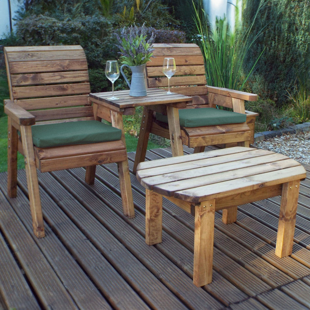 Charles Taylor 2 Seater Straight Companion Dining Set with Green Cushions Image 1