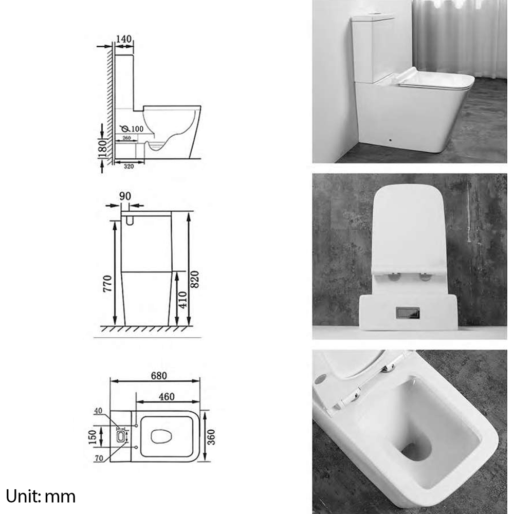 Limoge Medellin White Close Coupled Rimless Toilet Pan Image 3