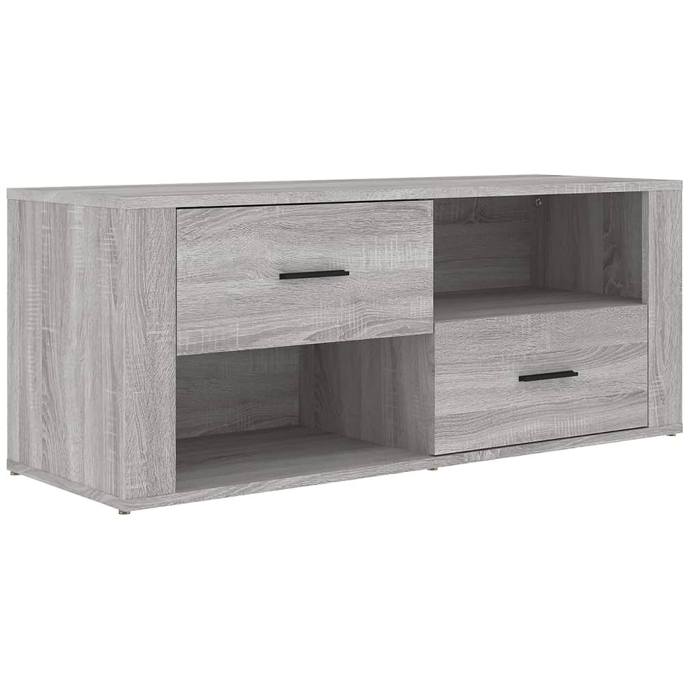vidaXL 2 Drawer 2 Shelf Grey TV Cabinet Image 2