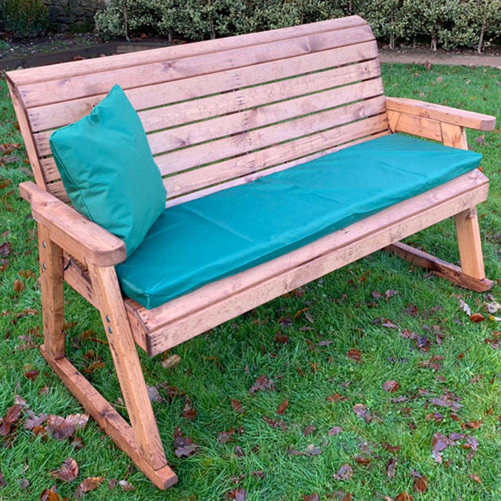 Charles Taylor 3 Seater Rocker Bench with Green Cushions Image 1