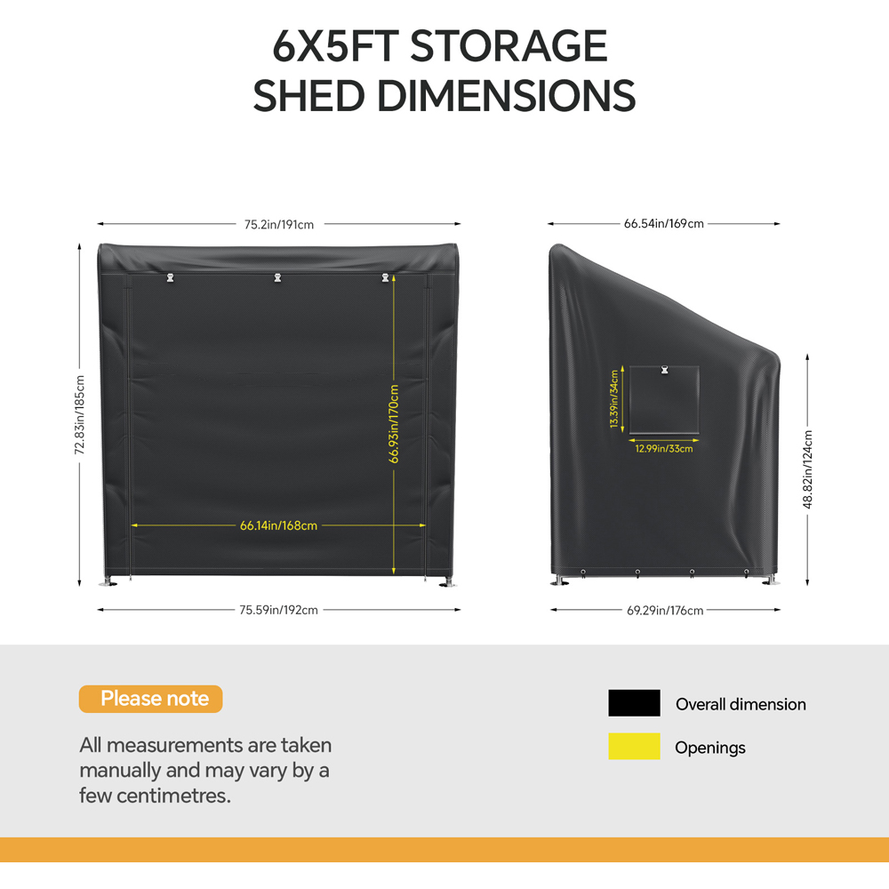 Living and Home 6 x 5ft Black Garden Storage Shed Image 8